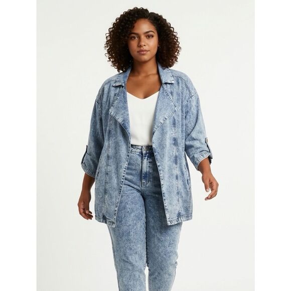 Adyson Parker Jackets & Blazers - ADYSON PARKER | Lightweight Open Front Chambray Denim Jacket Women’s Size Medium